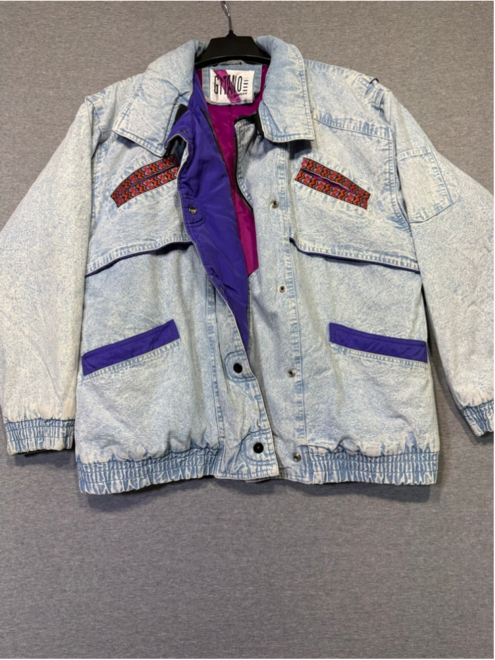 Vintage Women's Gitano Jean Jacket M Light Blue Purple